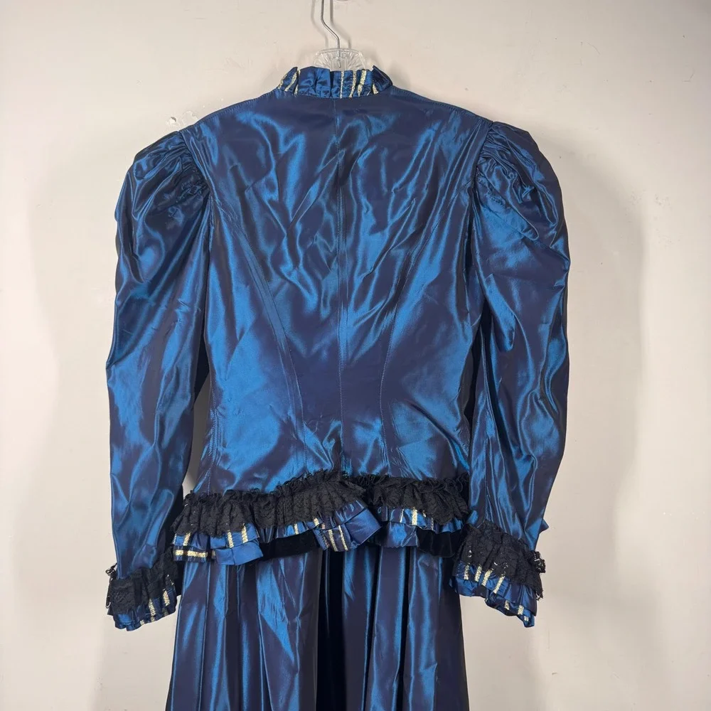 Recollections Victorian Steampunk Blue Taffeta Lace 2 Piece Skirt Set Womens S